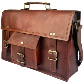 14" Leather Satchel Laptop Messenger Bag