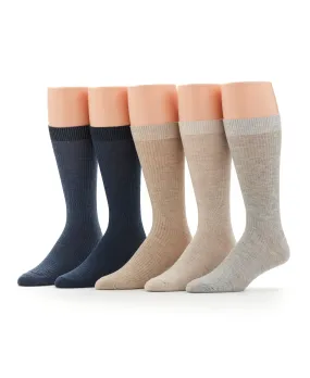 5 Pack Ribbed Crew Socks