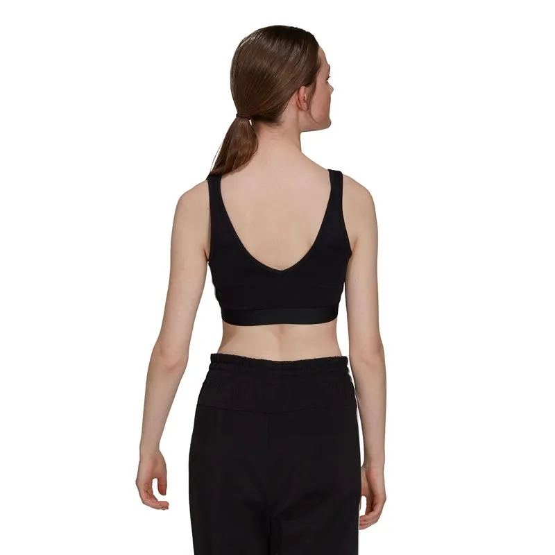 adidas Essentials 3 Stripe Crop Top - Womens - Black/White