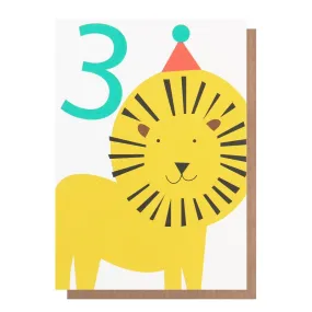 Age 3 Birthday Card Lion