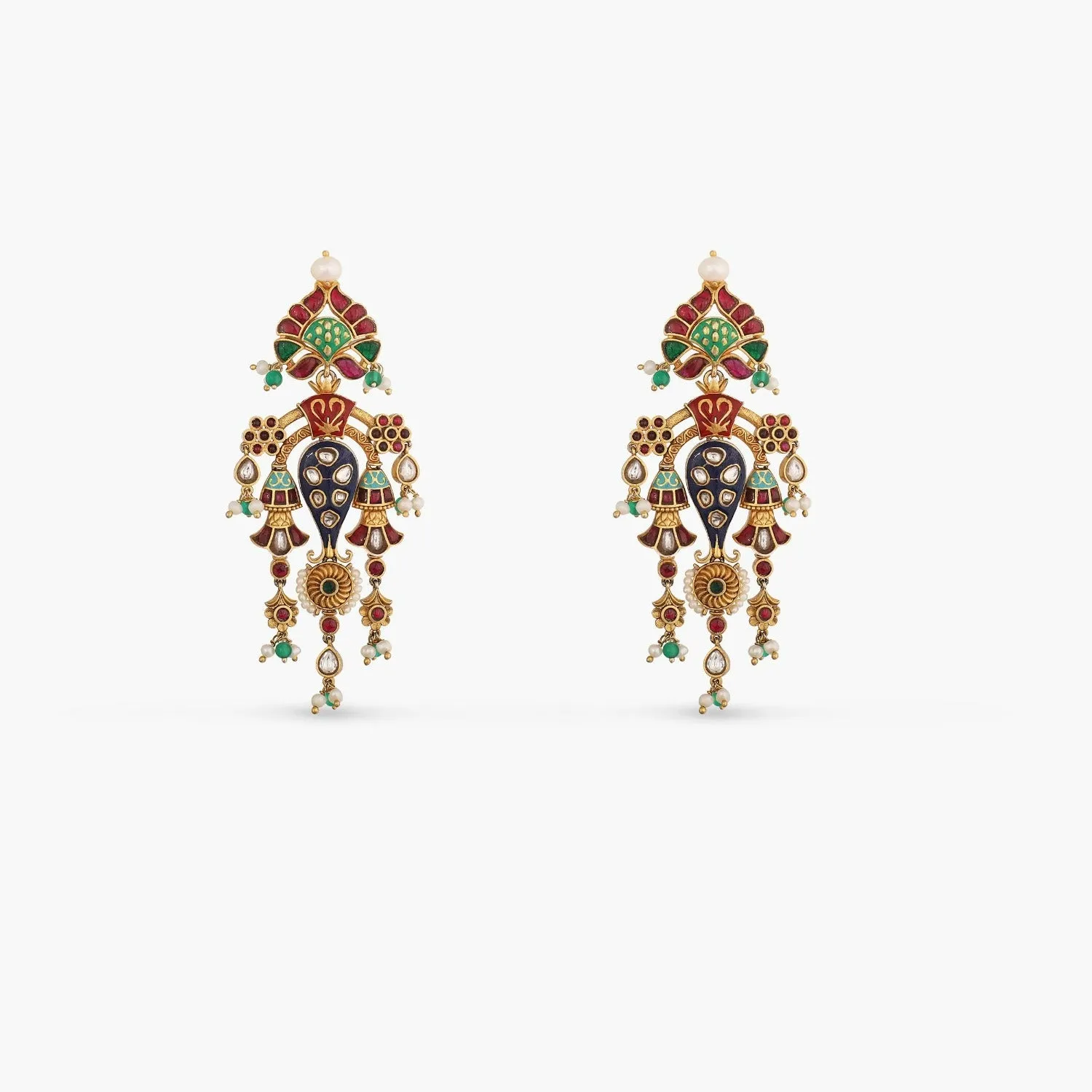 Akansha Modern Kempu Jadau Statement Drop Earrings