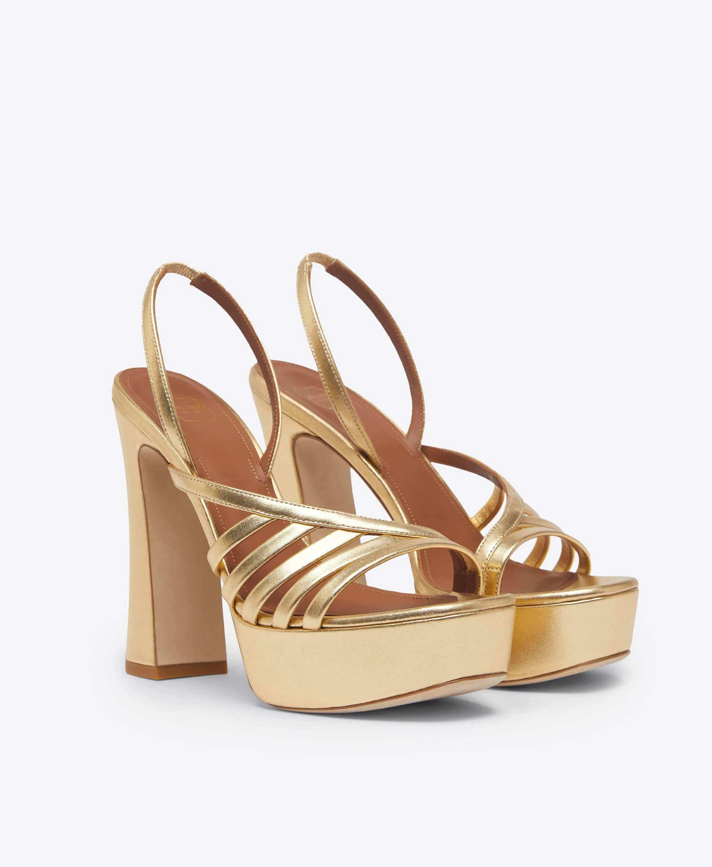 Amaya 125 Gold Leather Platforms