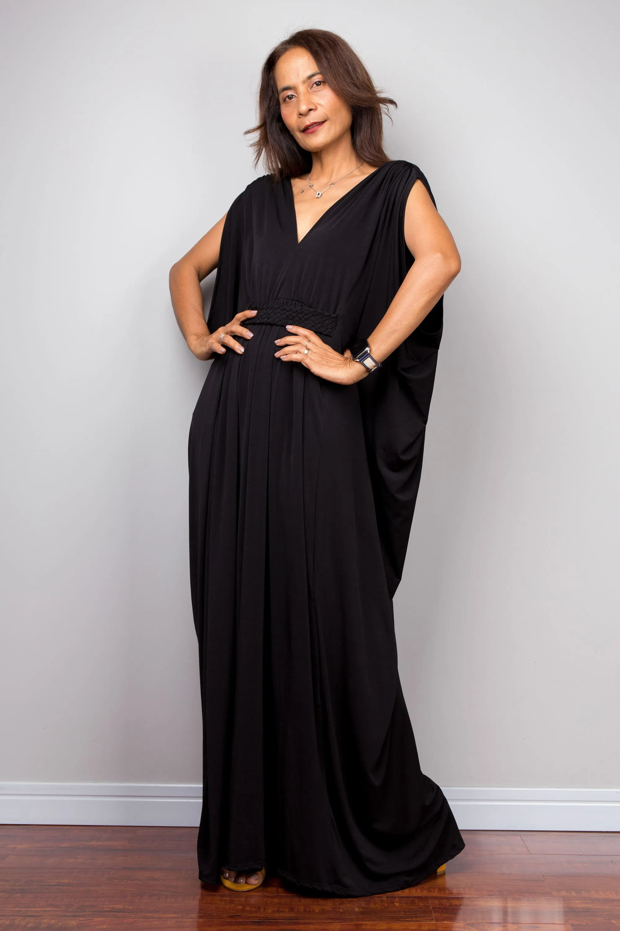 Black kaftan maxi dress