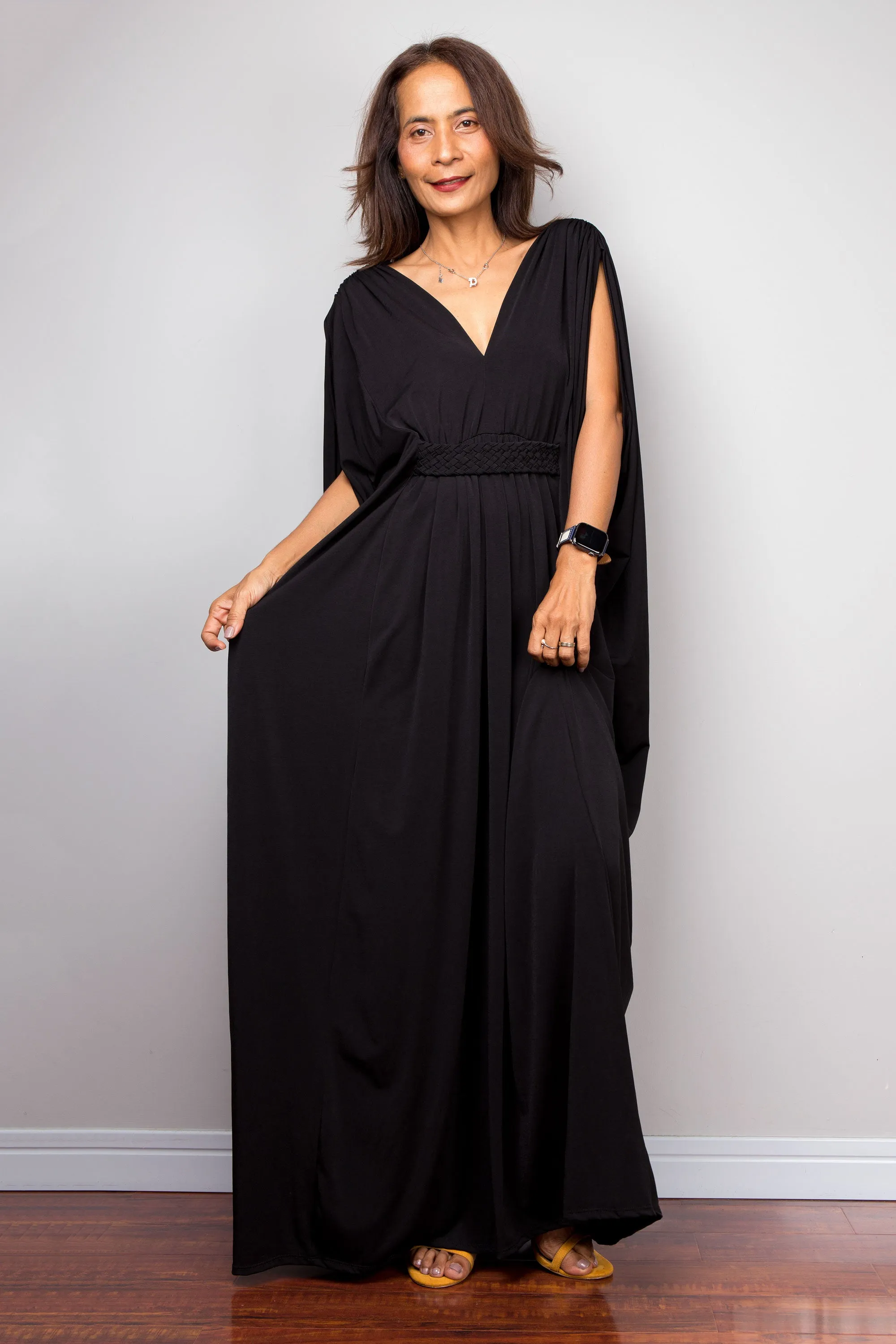 Black kaftan maxi dress