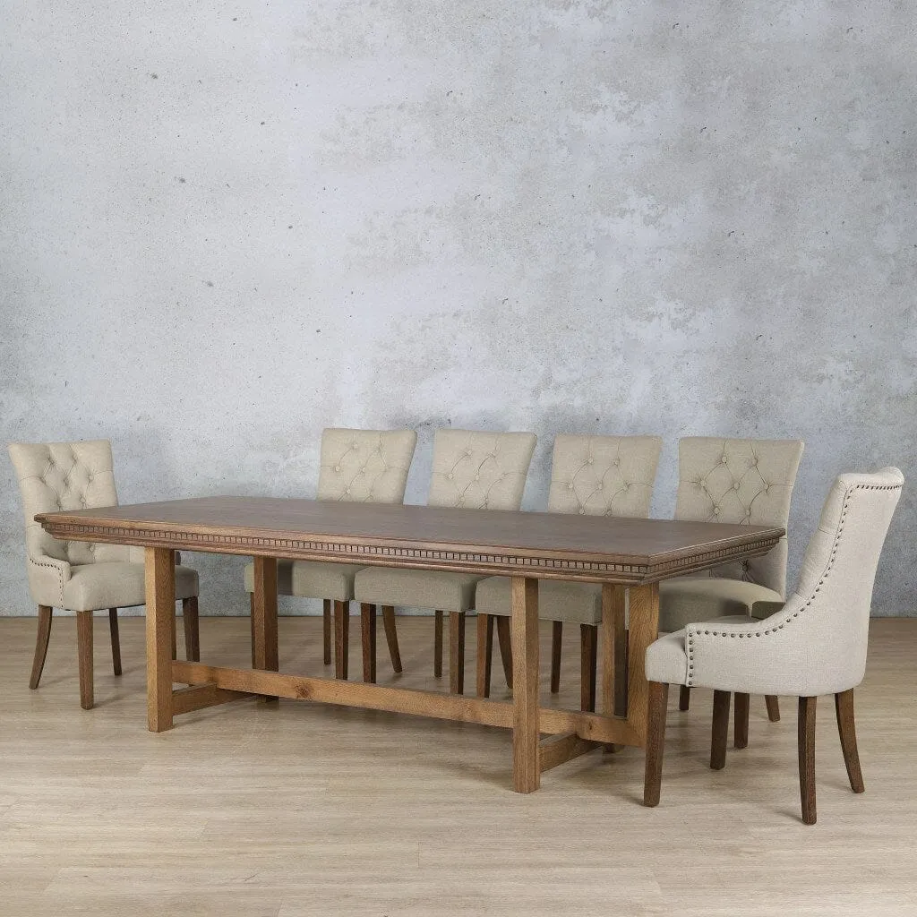 Bolton Fluted Wood & Duchess 10 Seater Dining Set