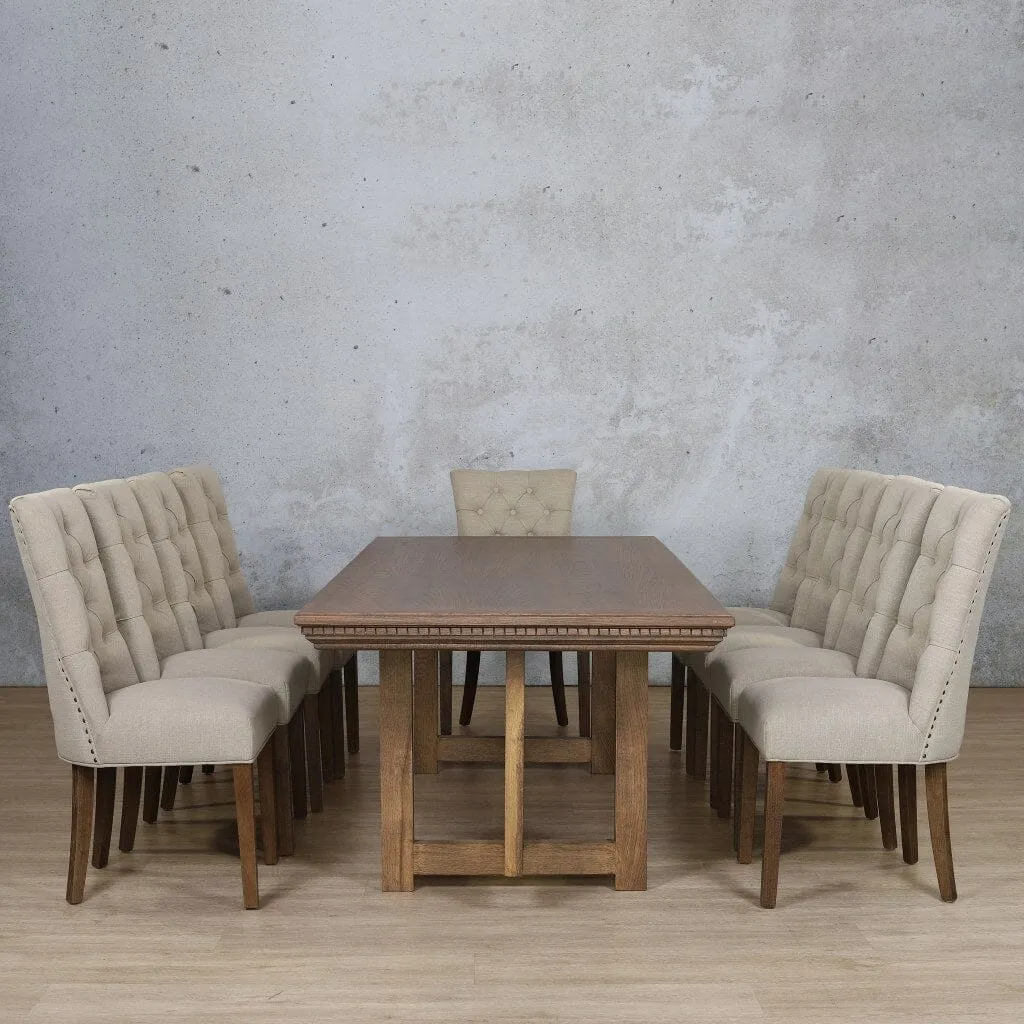 Bolton Fluted Wood & Duchess 10 Seater Dining Set