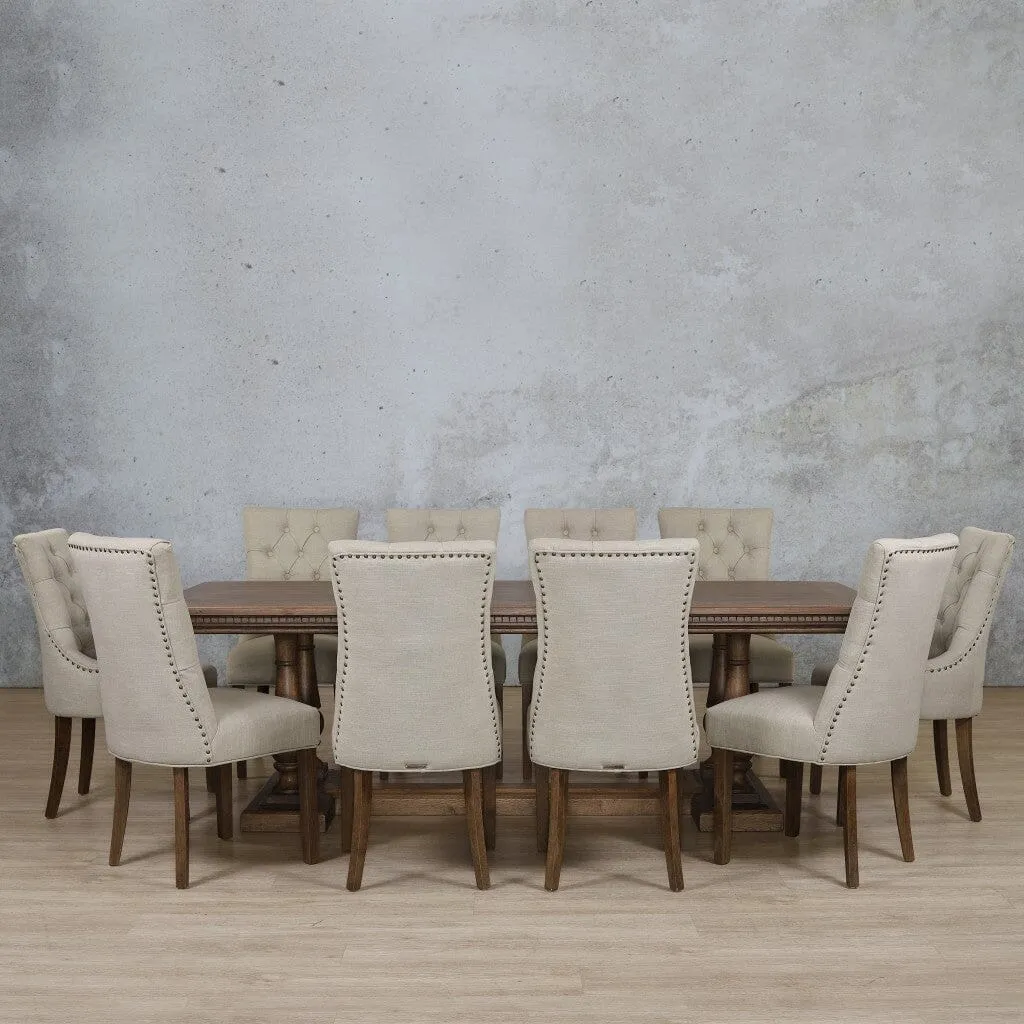 Charlotte Fluted Wood Top & Duchess 10 Seater Dining Set