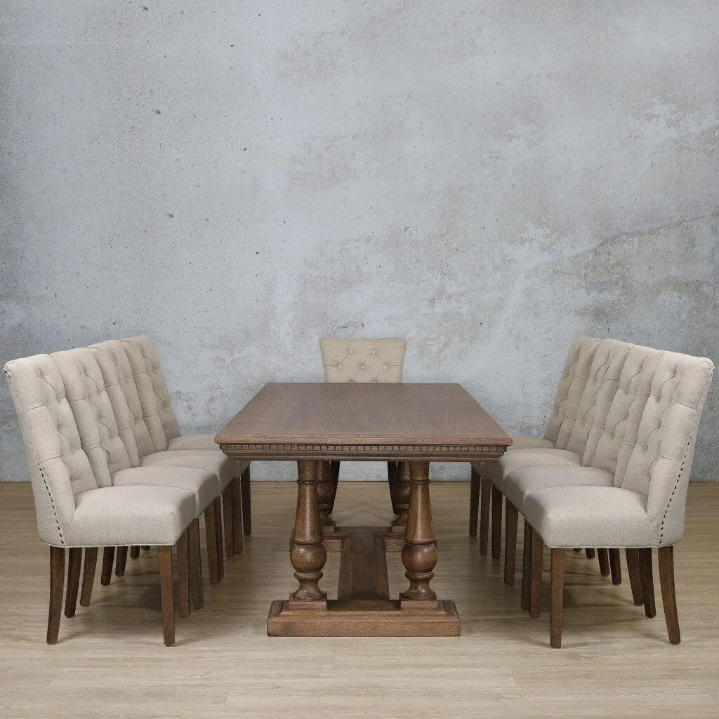 Charlotte Fluted Wood Top & Duchess 10 Seater Dining Set