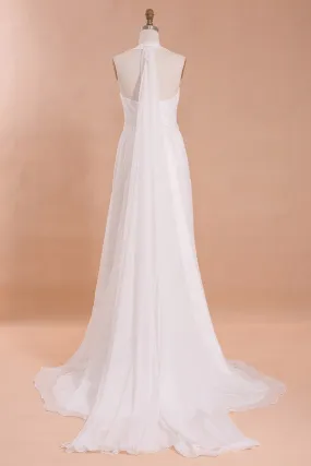 Charming Halter Floor-Length Wedding Dresses Chiffon Beach Wedding Dress, SW105