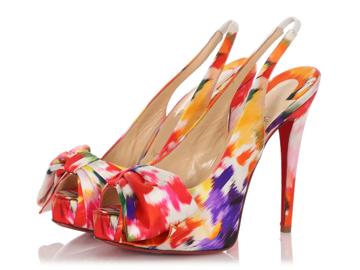 Christian Louboutin Multicolor Satin Vendôme Sling Nodo 120 Pumps