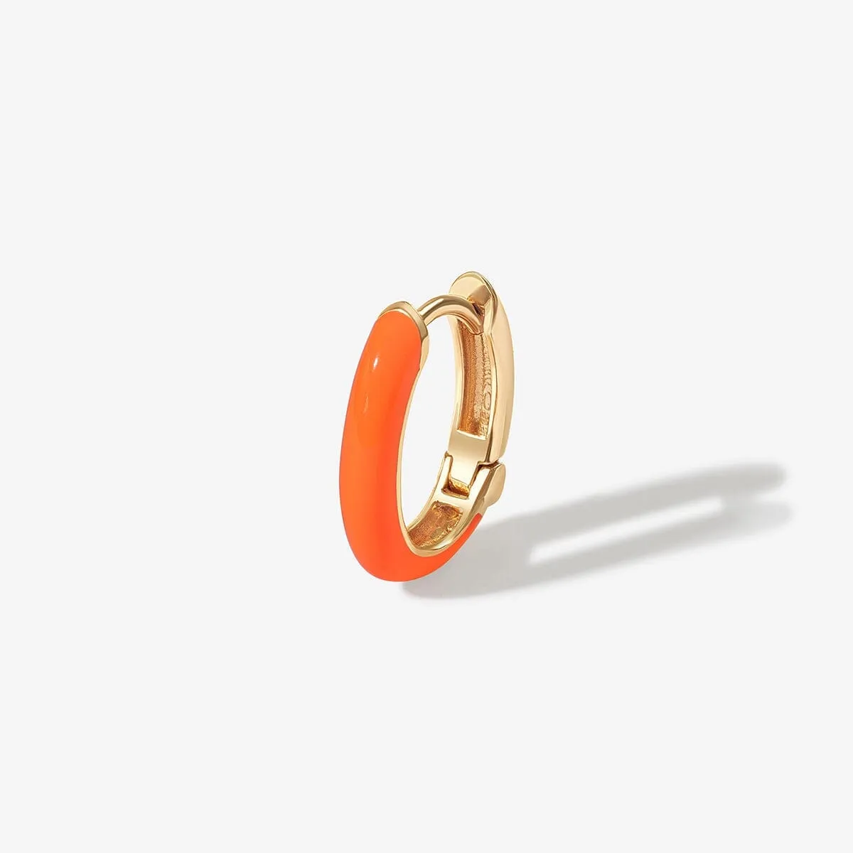 Gedail neon orange enamel huggie earring