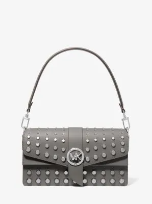 Greenwich Medium Studded Saffiano Leather Shoulder Bag | 55573