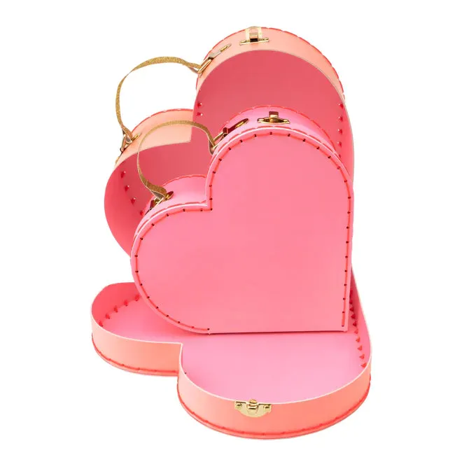 Heart Suitcases - Set of Two