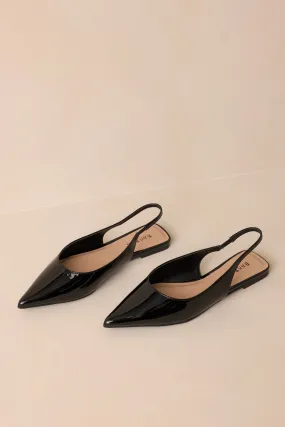 Mixed Feelings Black Pointed-Toe Slingback Flats