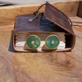 Modern Begum Green Onyx Stud Earrings