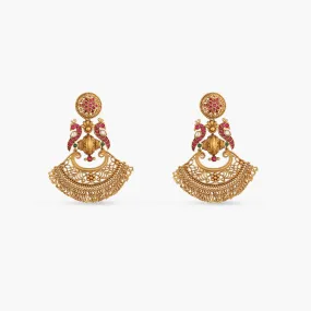 Mura Kempu Jadau Silver Chandbali Earrings