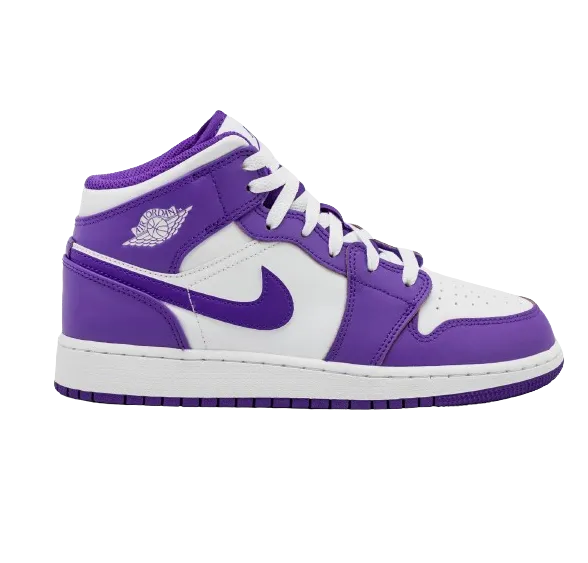 Nike Kid's Jordan 1 Mid TD Shoes - Purple Venom / White