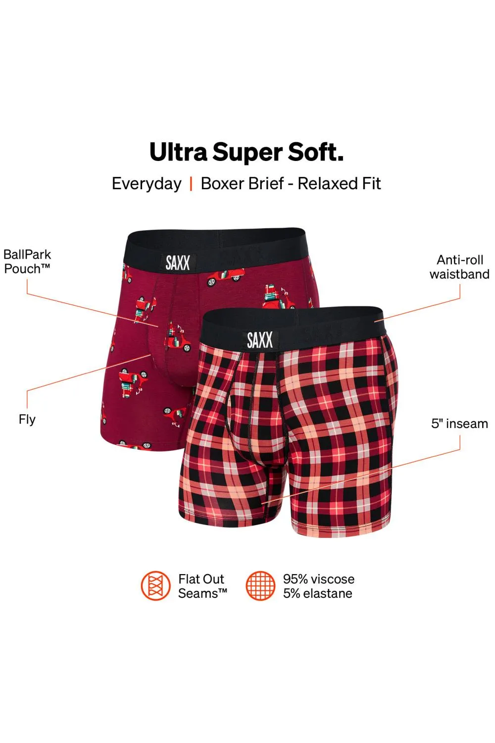 SAXX Ultra Boxer 2-Pack SXPP2U-SDB (Special Delivery/Merry Brt)