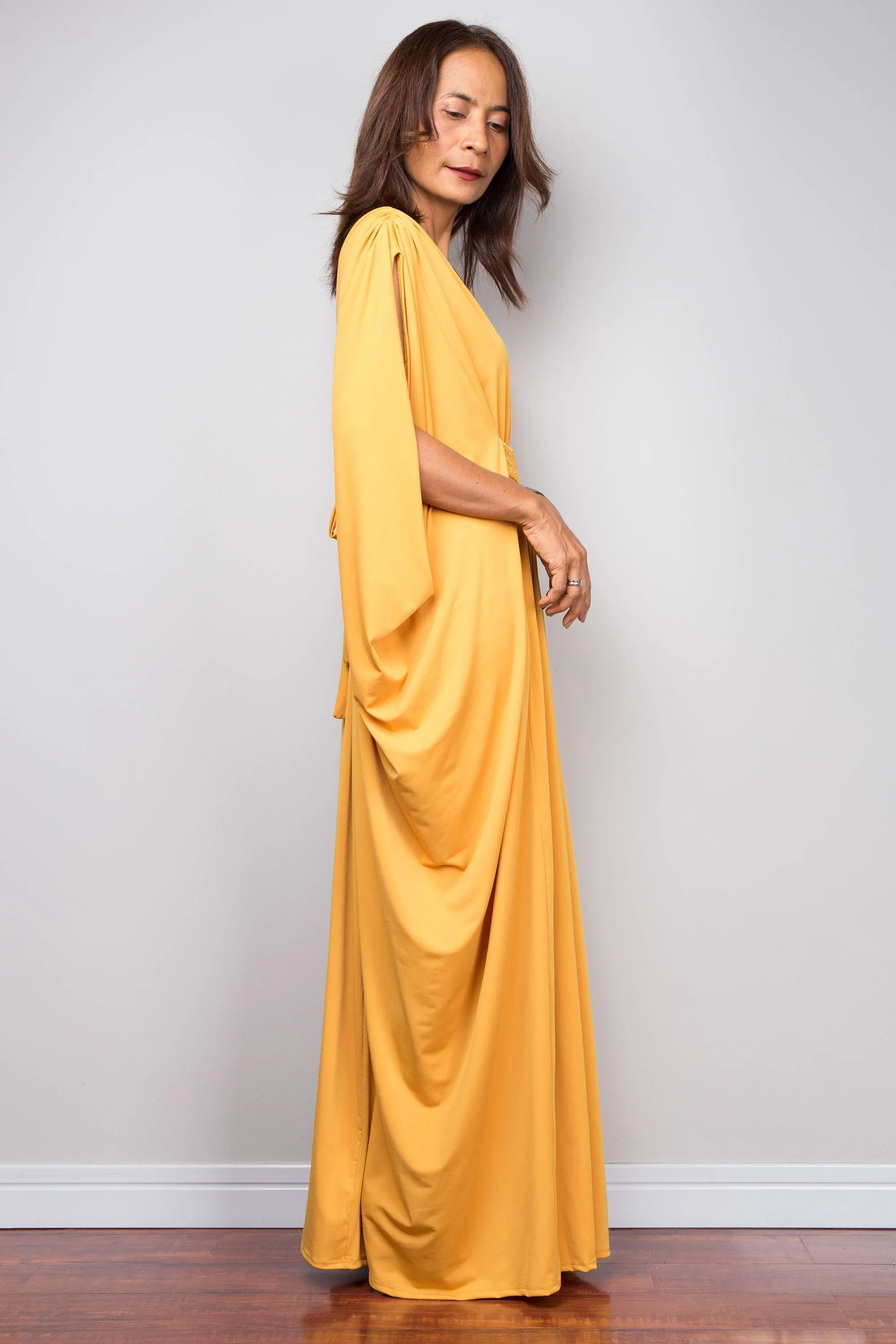 Yellow kaftan maxi dress