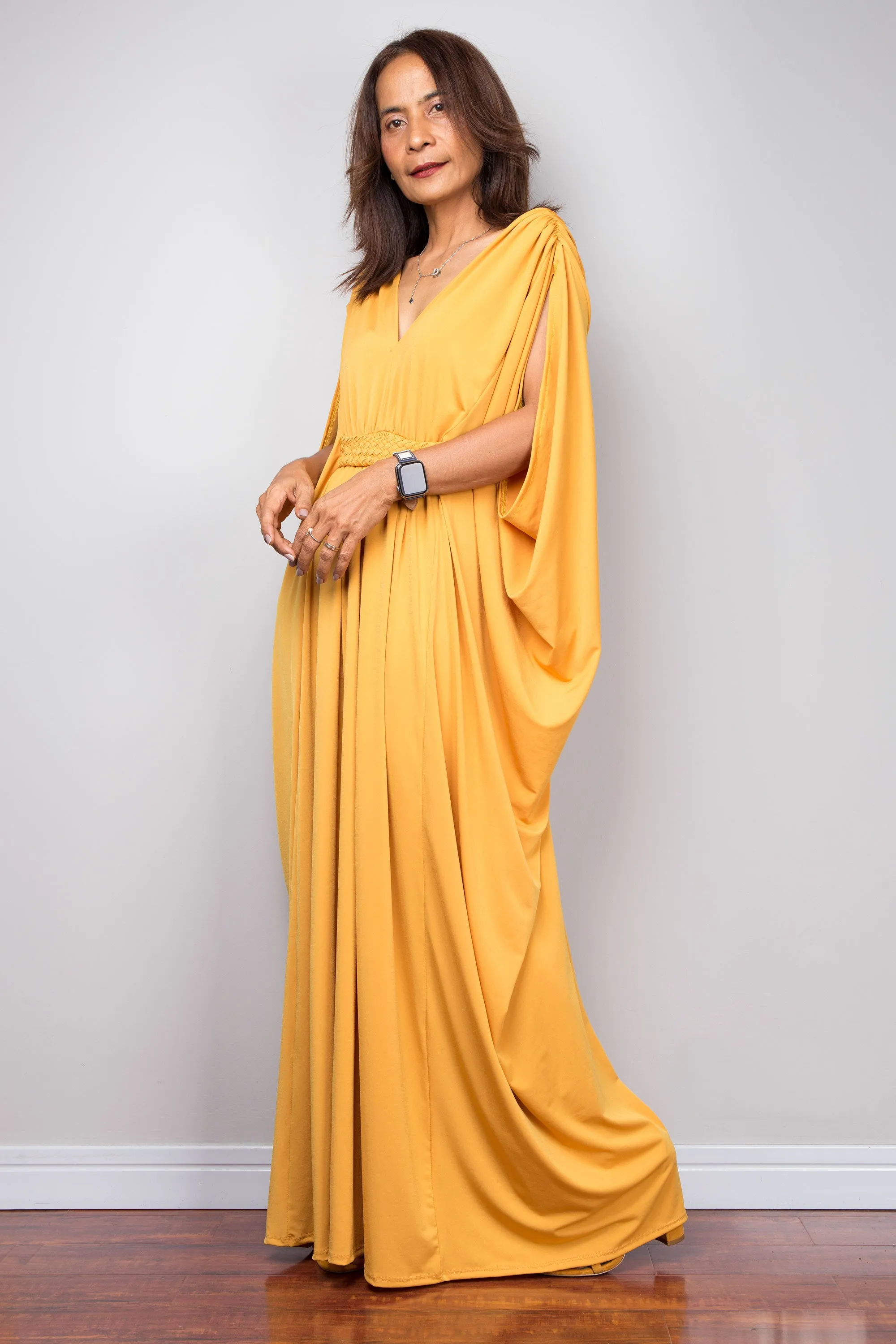 Yellow kaftan maxi dress