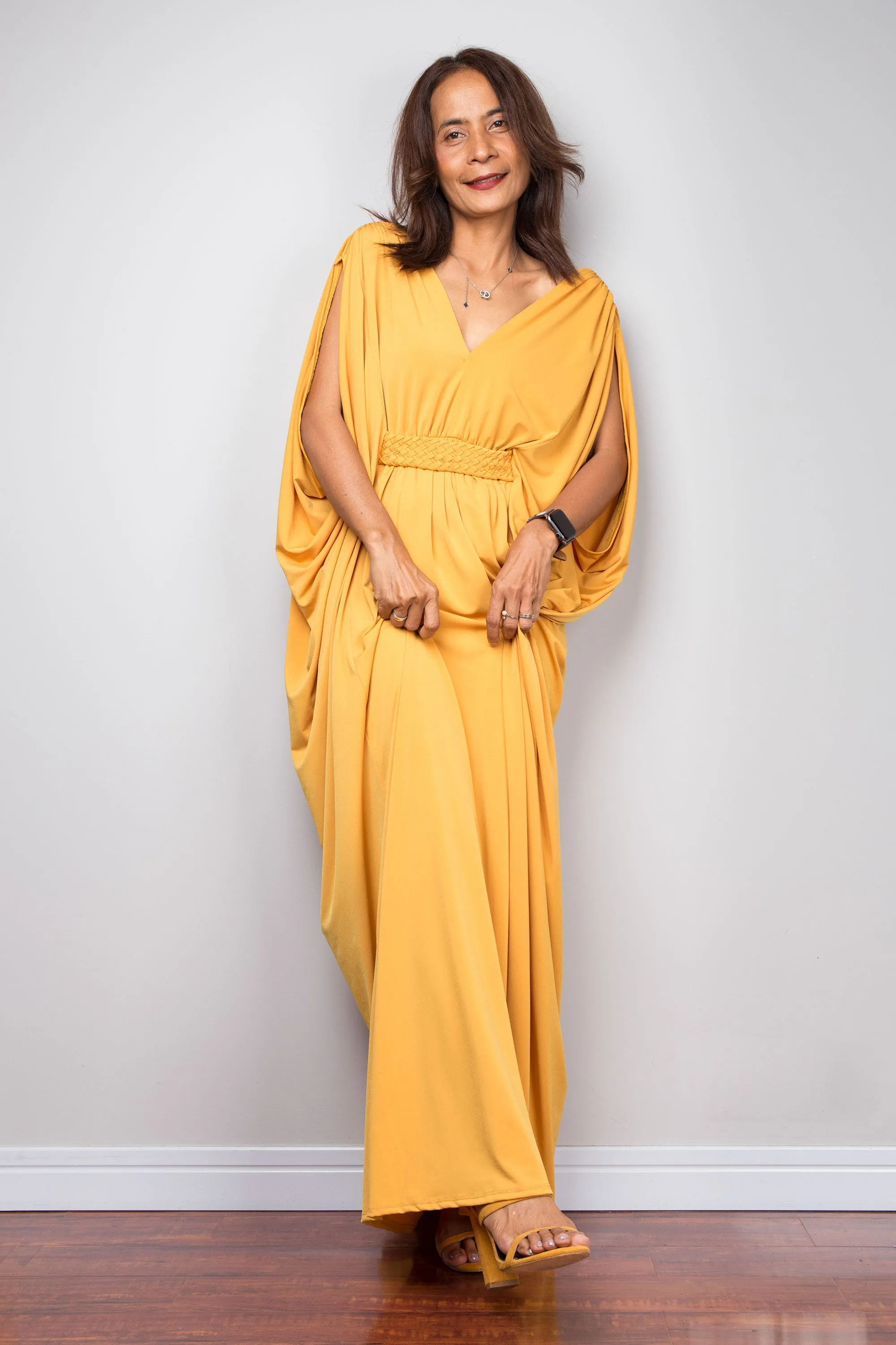 Yellow kaftan maxi dress