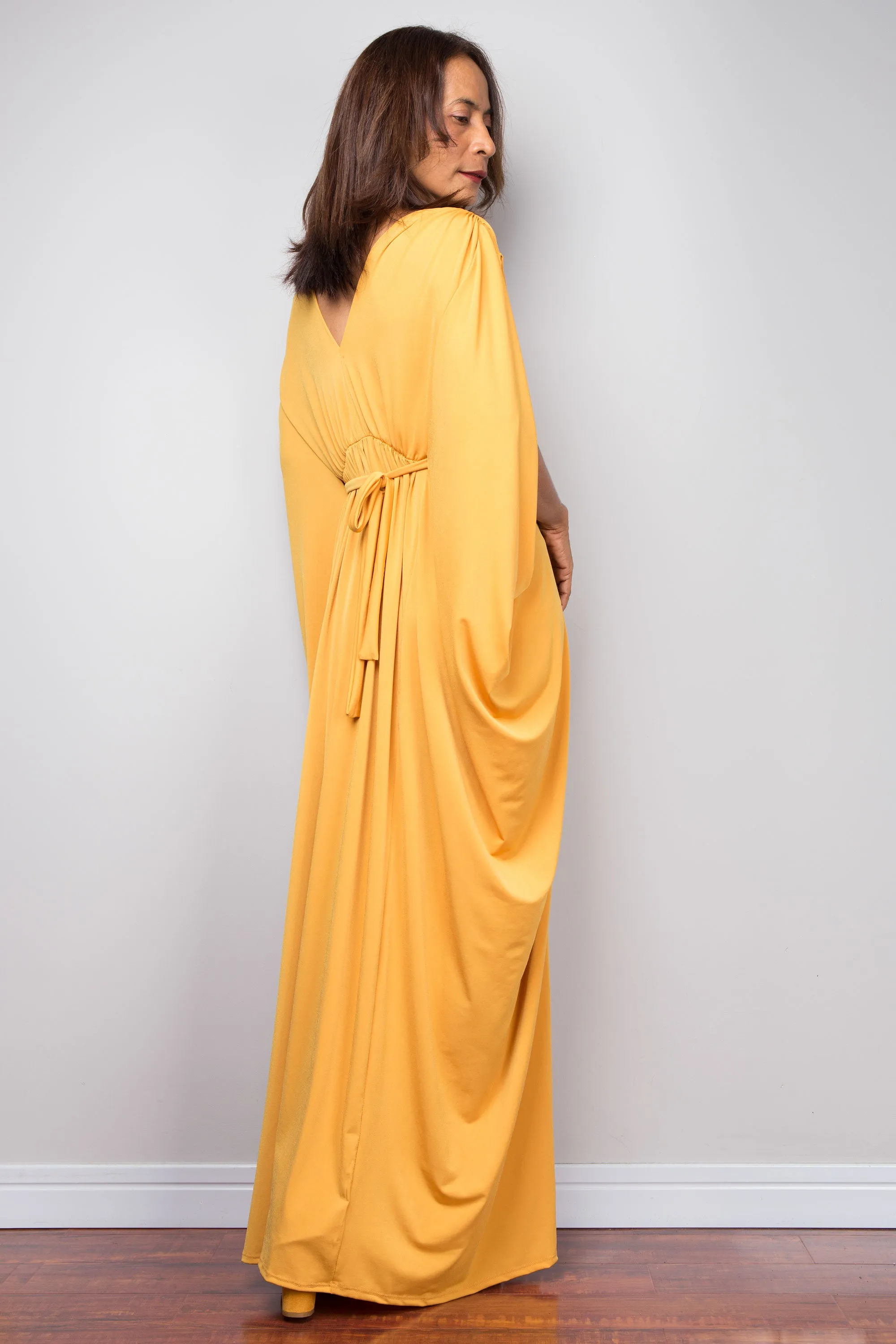 Yellow kaftan maxi dress