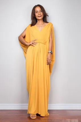 Yellow kaftan maxi dress